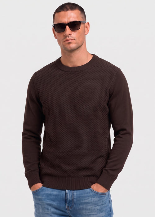 Texture front crew - dark brown