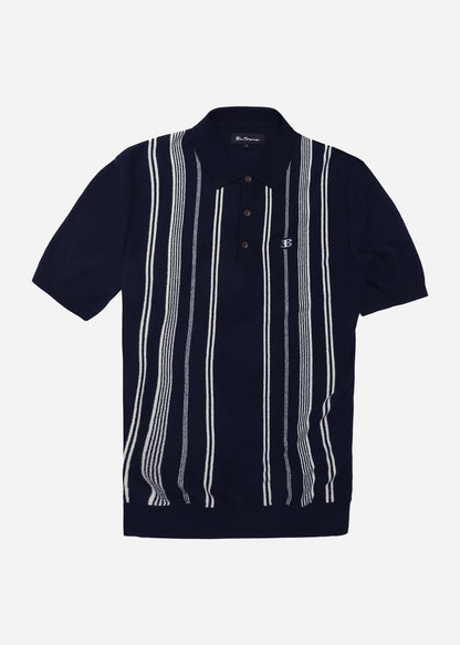 Ben Sherman Polo's  Crickle cotton stripe polo - dark navy 