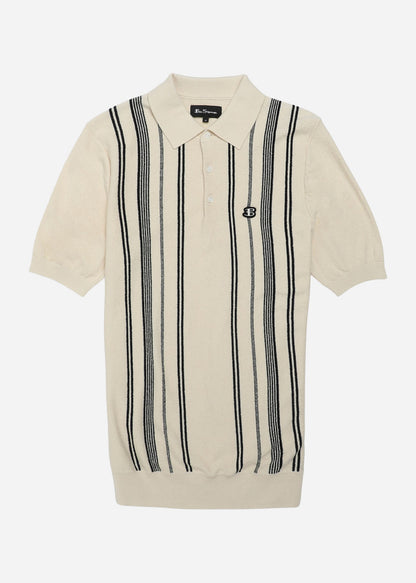 Ben Sherman Polo's  Crickle cotton stripe polo - ivory 