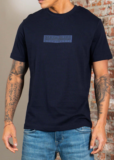 Napapijri T-shirts S box logo SS 1 - blu marine