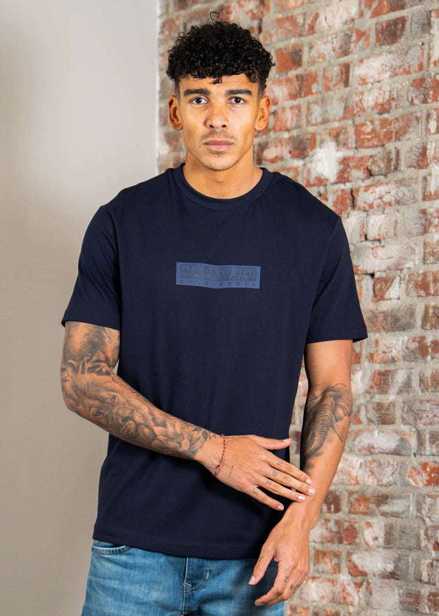 Napapijri T-shirts S box logo SS 1 - blu marine