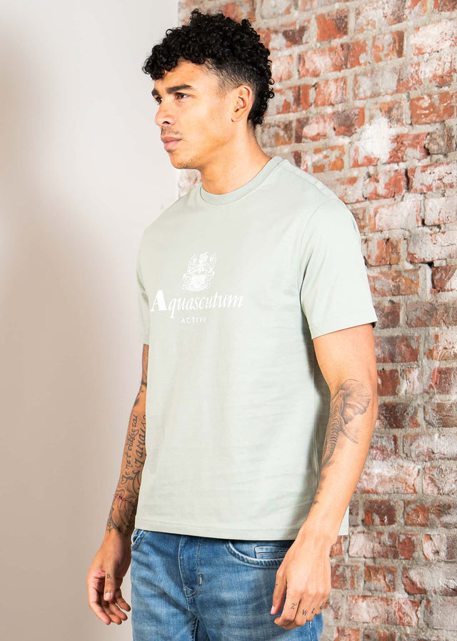 Aquascutum T-shirts Big logo t-shirt - salvia