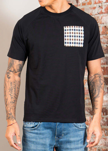 Aquascutum T-shirts Raglan pocket t-shirt - black
