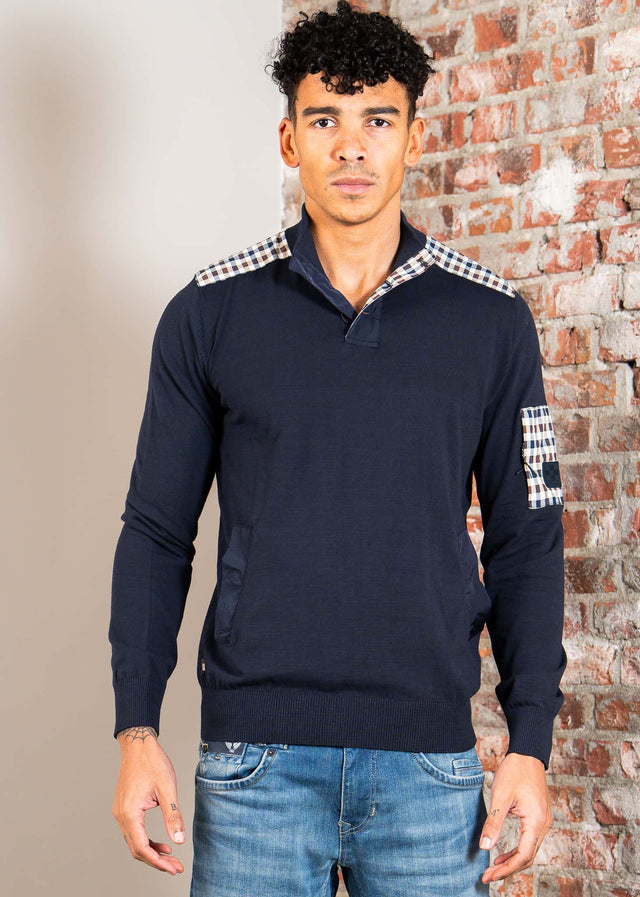 Aquascutum Sweaters Lamina pocket mockneck - navy