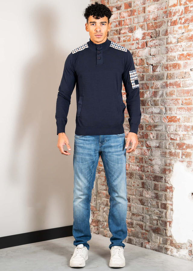Aquascutum Sweaters Lamina pocket mockneck - navy