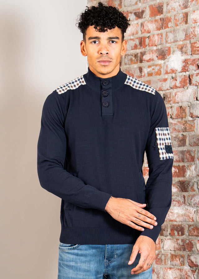 Aquascutum Sweaters Lamina pocket mockneck - navy