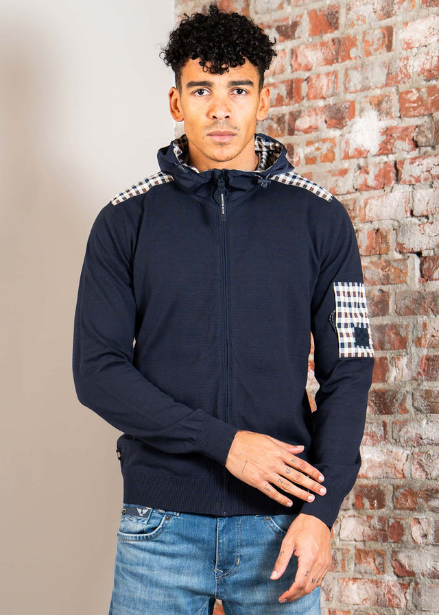 Aquascutum Cardigans Lamina pocket fz hoodie - navy