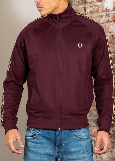 Contrast tape track jacket - oxblood champagne