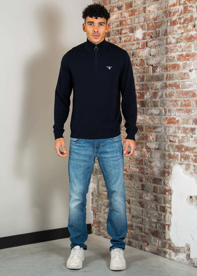 Barbour Sweaters Barbour lingwood compact cotton half zip sweater - navy