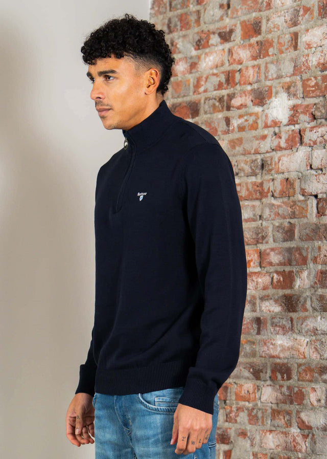 Barbour Sweaters Barbour lingwood compact cotton half zip sweater - navy