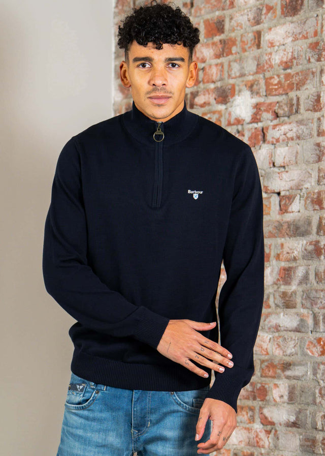 Barbour Sweaters Barbour lingwood compact cotton half zip sweater - navy