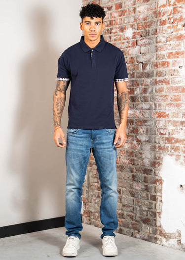 Aquascutum Polo's Cc stretch piqué sleeve polo - navy