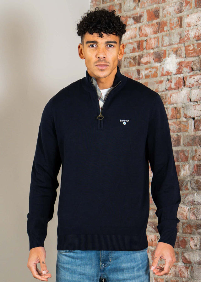 Barbour Sweaters Barbour lingwood compact cotton half zip sweater - navy