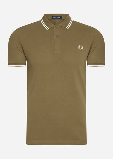 Fred Perry Polo's  Twin tipped Fred Perry shirt - shaded stone snow white ecru 