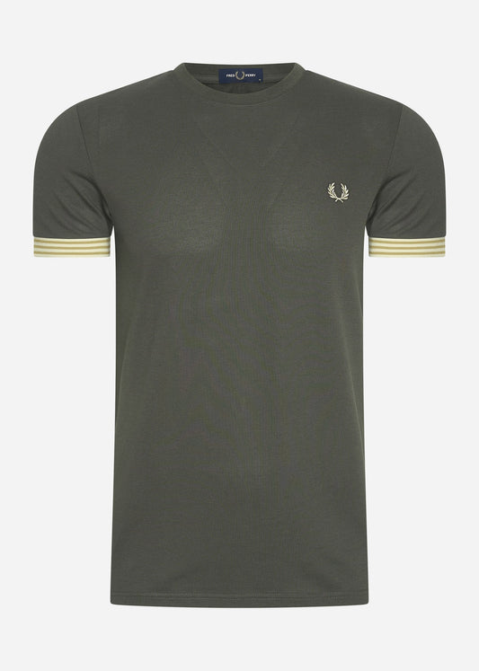 Fred Perry T-shirts  Striped cuff t-shirt - field green 