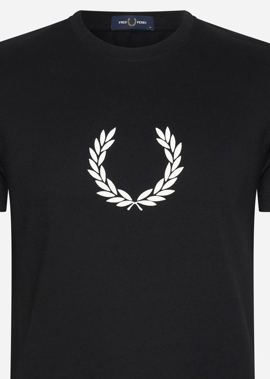 Fred Perry T-shirts  Flocked laurel wreath graphic tee - black 