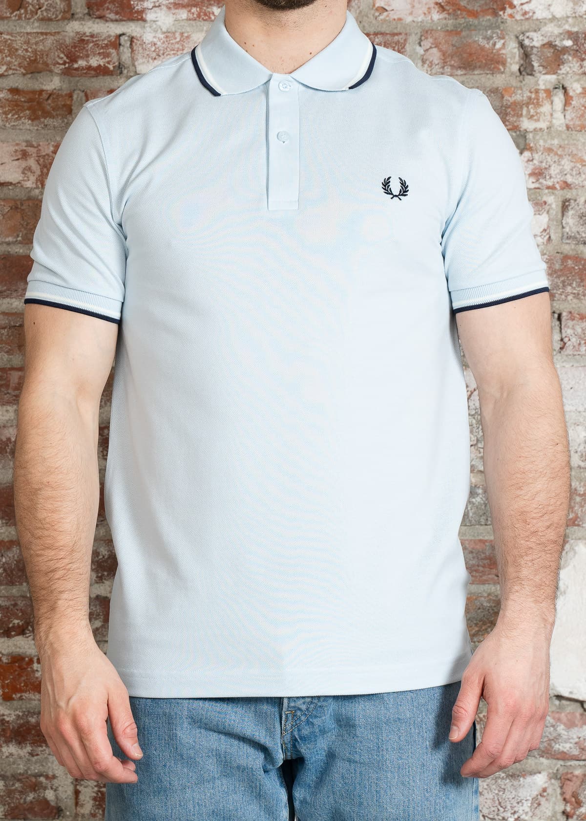 Fred Perry Polo's Twin tipped fred perry polo shirt-Light Ice Snow White Tennisblue