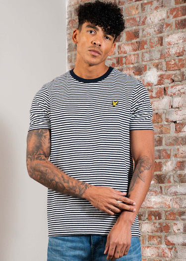 Lyle & Scott T-shirts Linen blend breton stripe t-shirt - dark navy white