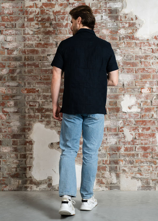Farah Shirts Fleet check ss bd - true navy