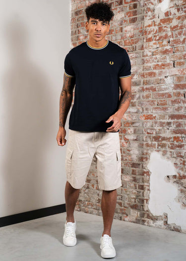 Fred Perry T-shirts Twin tipped t-shirt - navy ecru honeycomb