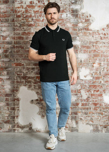 Fred Perry Polo's Twin tipped fred perry shirt - night green snow white snow white