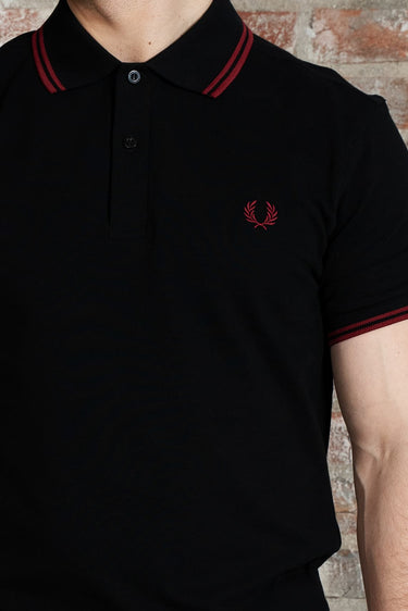 Fred Perry Polo's Twin tipped fred perry polo shirt- black burnt red
