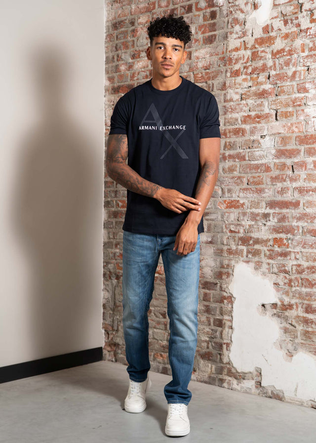 Armani Exchange T-shirts Diagonal logo t-shirt - navy