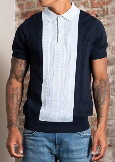 Ben Sherman Polo's Textured block stripe polo - dark navy