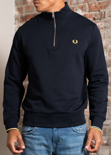 Fred Perry Truien Half zip sweat-shirt - navy ecru honeycomb