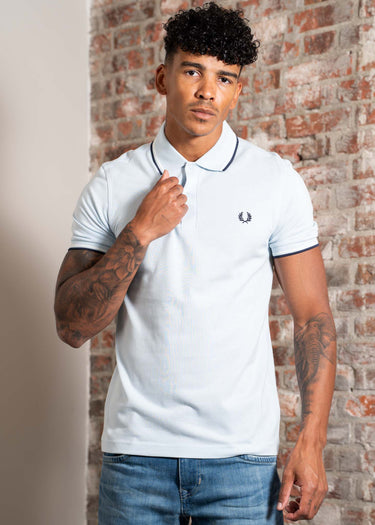 Fred Perry Polo's Twin tipped fred perry polo shirt-Light Ice Snow White Tennisblue