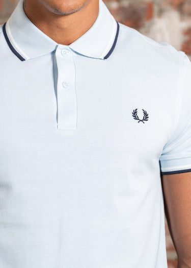 Fred Perry Polo's Twin tipped fred perry polo shirt-Light Ice Snow White Tennisblue