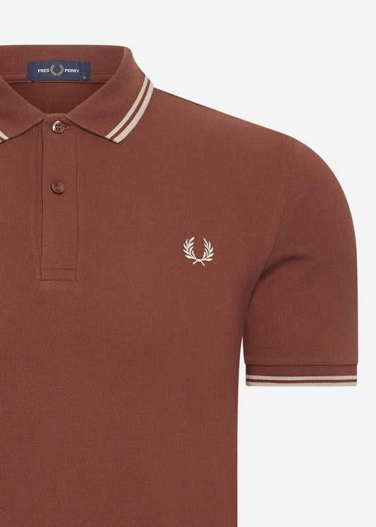 Fred Perry Polo's  Twin tipped fred perry shirt - whisky brown porridge marl porridge marl 