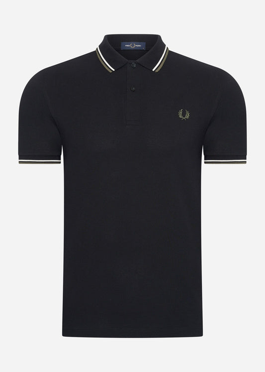 Fred Perry Polo's  Twin tipped fred perry shirt - black ecru laurel wreath green 