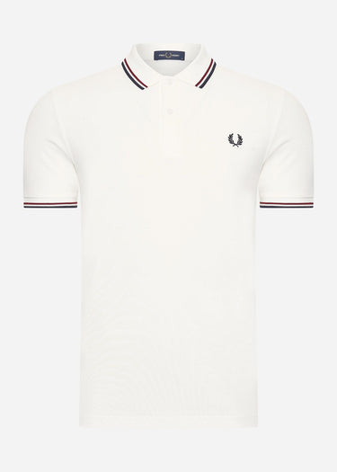 Fred Perry Polo's  Twin tipped fred perry shirt - snow white burnt red navy 