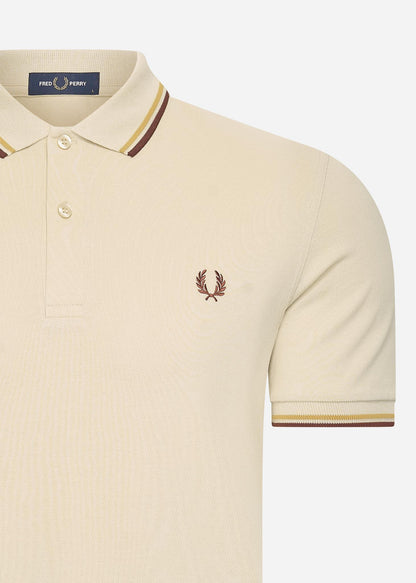 Fred Perry Polo's  Twin tipped fred perry shirt - oatmeal honeycomb whisky brown 