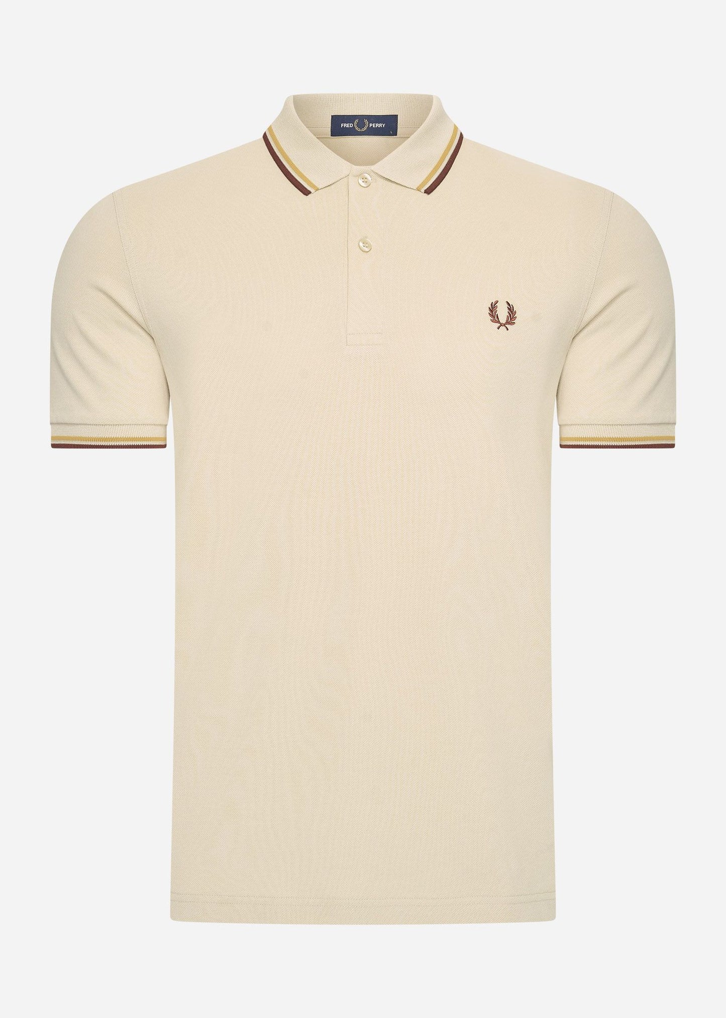 Fred Perry Polo's  Twin tipped fred perry shirt - oatmeal honeycomb whisky brown 