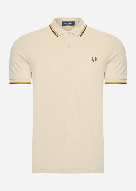 Fred Perry Polo's  Twin tipped fred perry shirt - oatmeal honeycomb whisky brown 