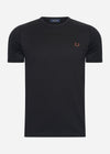 Fred Perry T-shirts  Ringer t-shirt - black whisky brown 