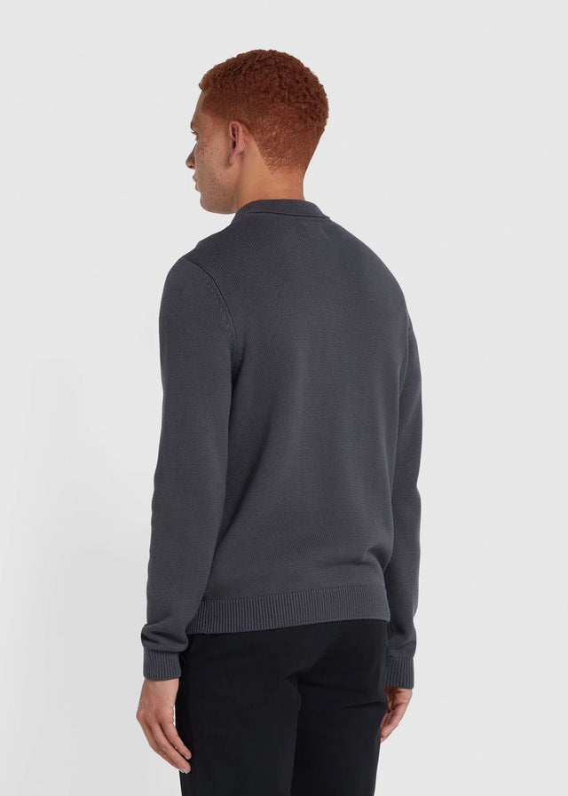 Farah Sweaters  Sweater hamlet knit ls polo - charcoal 