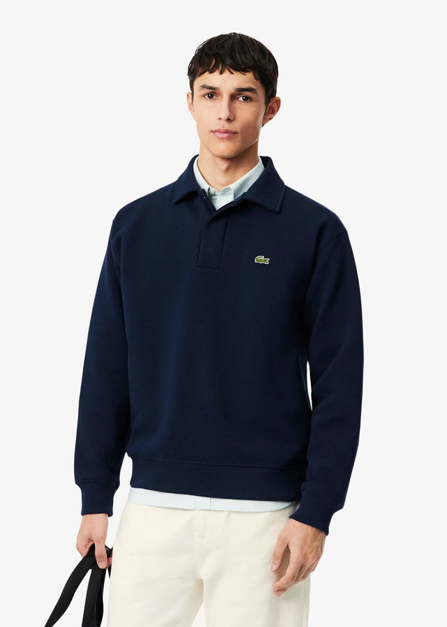 Lacoste Sweaters Polo collar double face pique sweatshirt - navy blue