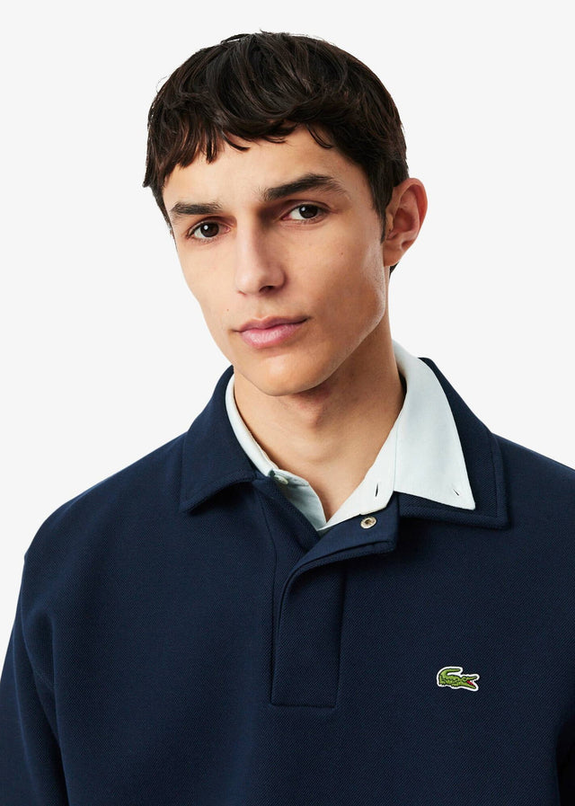 Lacoste Sweaters Polo collar double face pique sweatshirt - navy blue