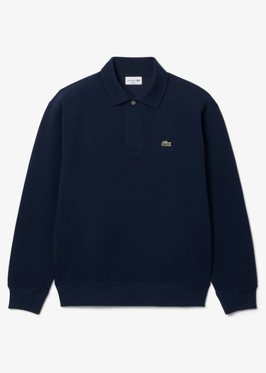 Lacoste Truien Polo collar double face pique sweatshirt - navy blue