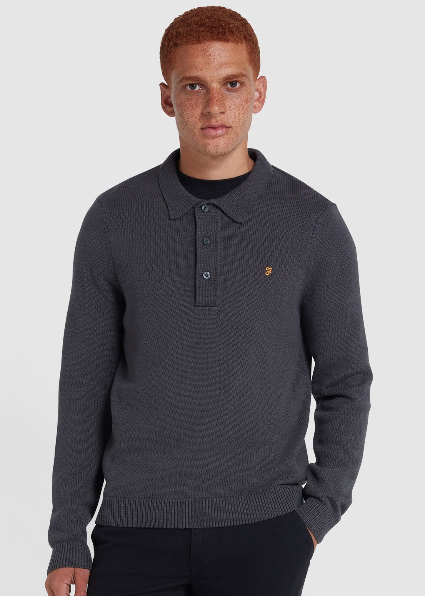 Farah Polo's  Sweater hamlet knit ls polo - charcoal 