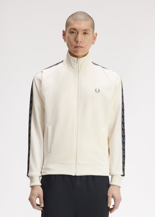 Fred Perry Cardigans Contrast tape track jacket - ecru