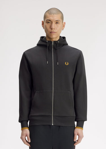 Fred Perry Vesten Hooded zip through sweatshirt - anchor grey golden