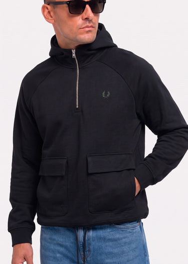 Fred Perry Hoodies Hooded smock sweatshirt - black