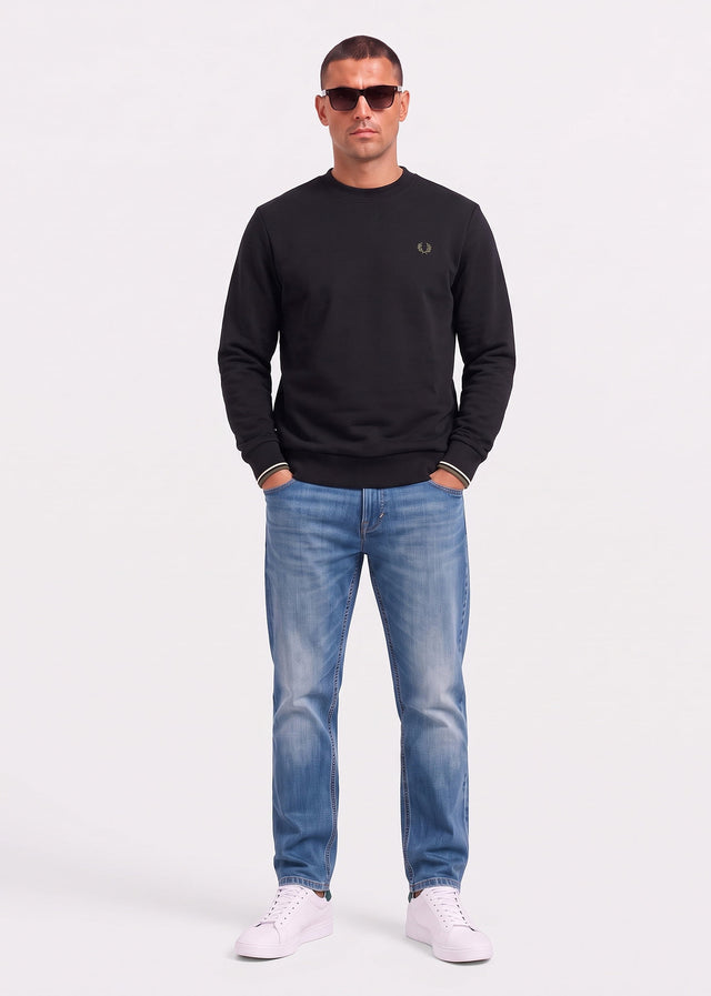 Fred Perry Sweaters Crew neck sweatshirt - black ecru laurel wreath green