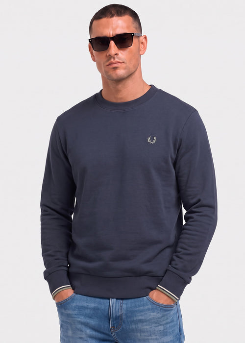 Crew neck sweatshirt - dark airforce ecru seagrass