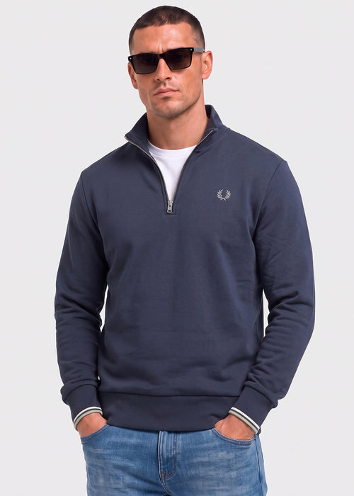 Half zip sweatshirt - dark airforce ecru seagrass