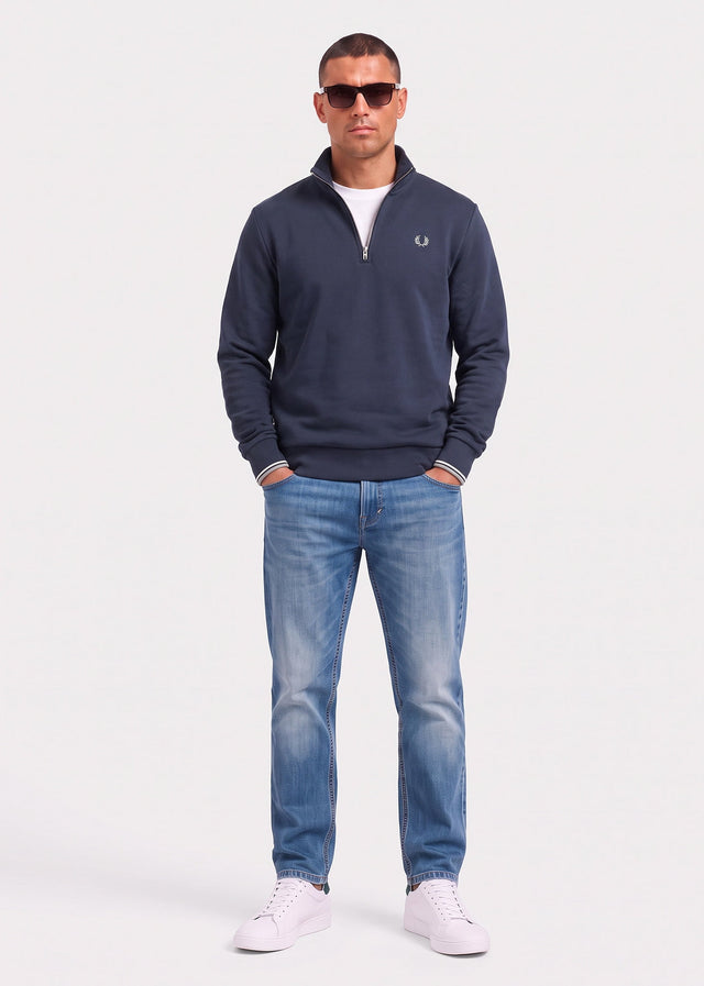 Fred Perry Sweaters Half zip sweatshirt - dark airforce ecru seagrass